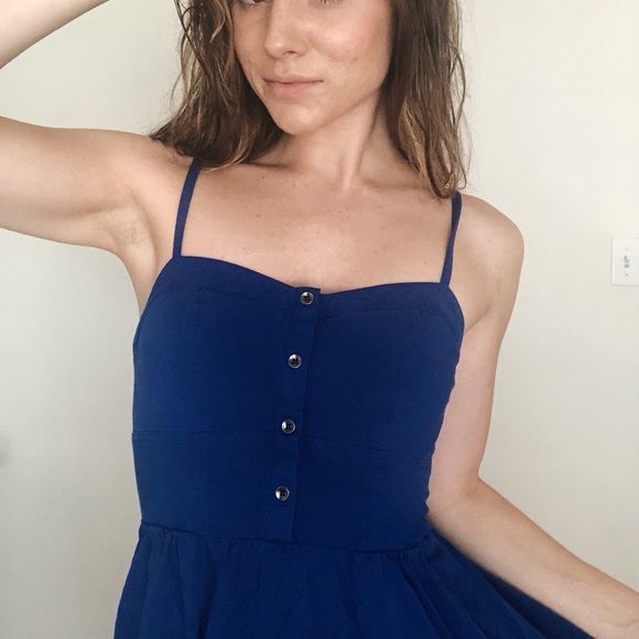 Cobalt blue summer dress with POCKETS - Picture 1 of 4